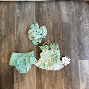 Floral‎ Green Kids Swim Set